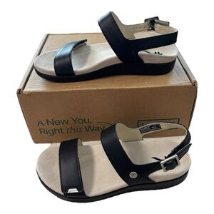 KURU Glide Sandals Shoes Womens Size 10 Black Leather Slingback Comfort Walking